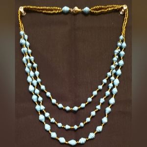 Vintage Paper Rolled Beaded Necklace